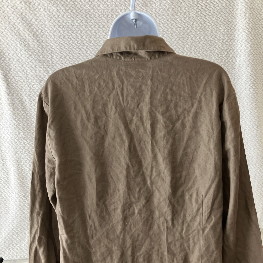 Coldwater Creek 100% Linen Brown Button-Up Tunic Dress Large Coastal Lagenlook - Picture 7 of 10